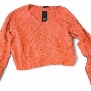 Wild Fable V-Neck Speckled Orange Sweater